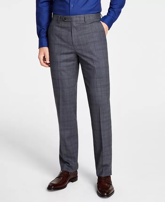 Michael Kors Mens Plaid Classic-Fit Wool-Blend Stretch Suit Separate Pants $29.99