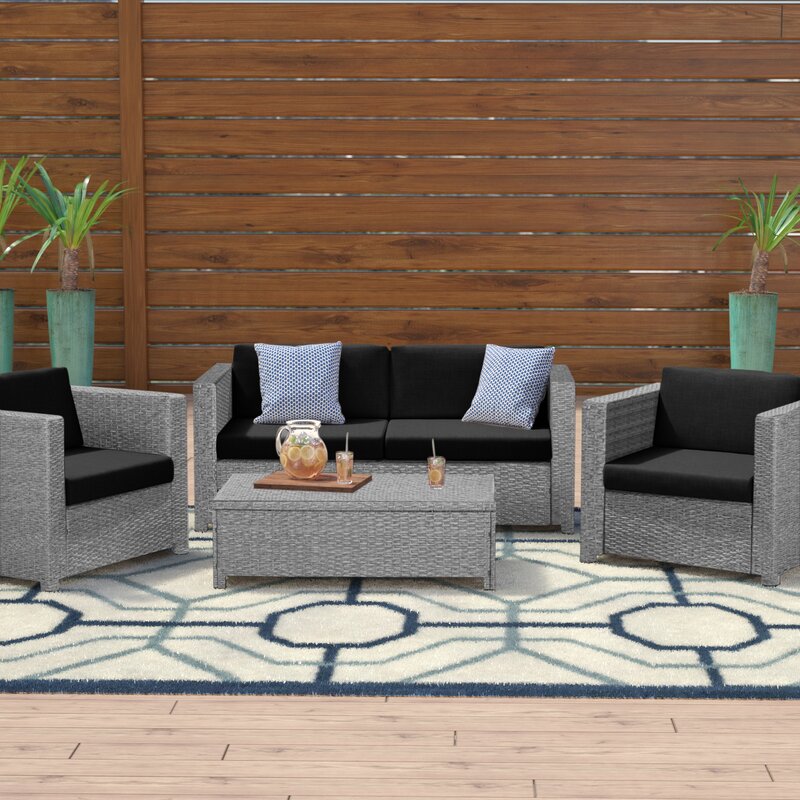 Mitchall 4-Person Outdoor Seating Group w/ Cushions Dark Brown/Beige $266 and more colors Free Shipping