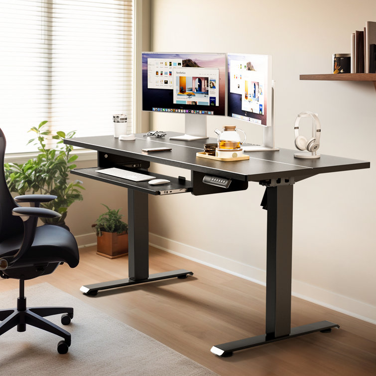 Lilja Height Adjustable Wood Standing Desk with Keyboard Tray $95.99