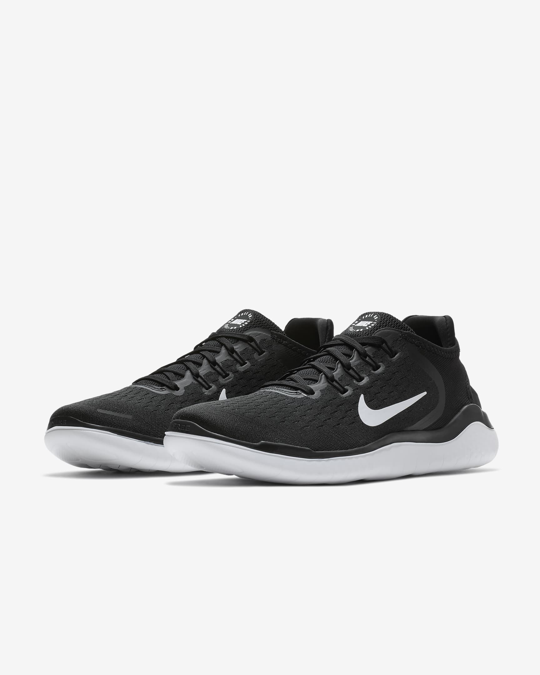 Nike Mens Free Run 2018 Running Shoes Black/White $52.50 Free Shipping