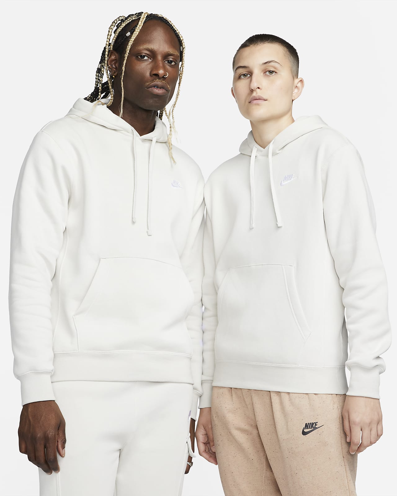 Nike Mens or Womens Sportwear Club Fleece Pullover Hoodie Light Bone/White $25.58 Free Shipping on $50 