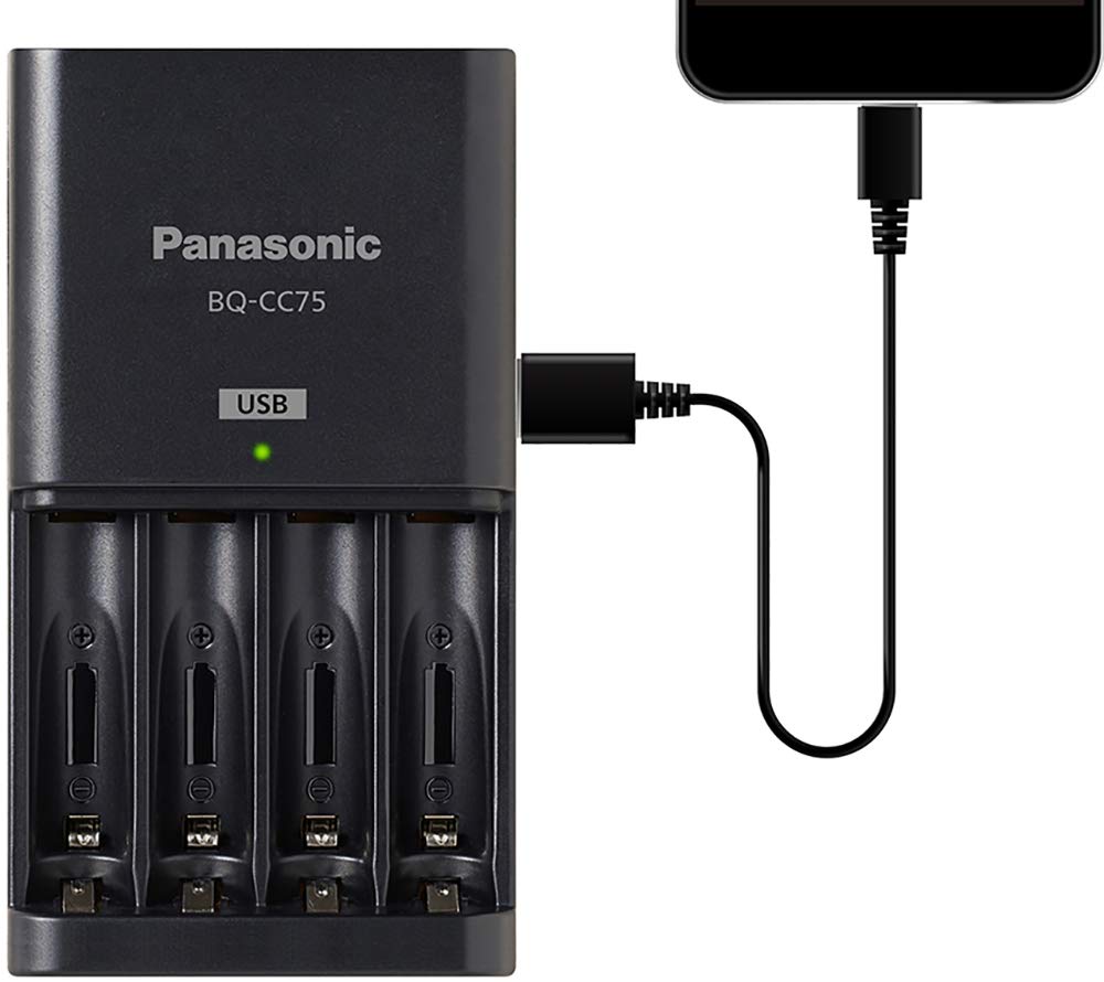 Panasonic BQ-CC75KSBHA Advanced Individual Battery Charger With USB Charging Port, Black - $12.80