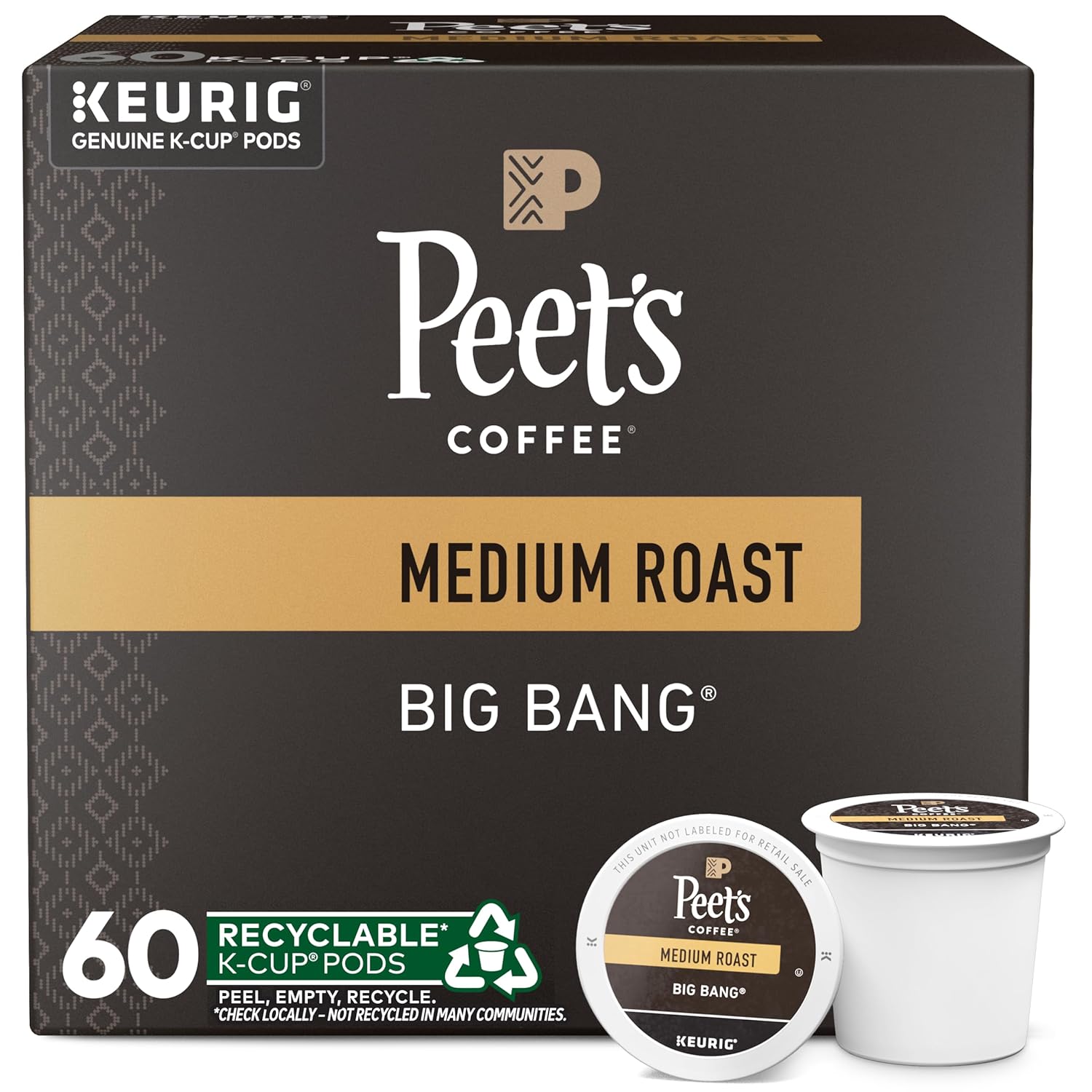 Peets Coffee K-Cup Pods Whole Beans 60-Count Big Bang K-cup Medium Roast $23.75, 18-Oz Major Dickason Whole Bean Dark Roast $7.90 More w/ S S FS w/ Prime or on $35 