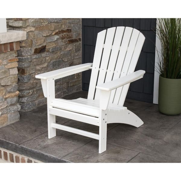 Polywood Grant Park Traditional Curveback Adirondack Chair White $140 Free Shipping