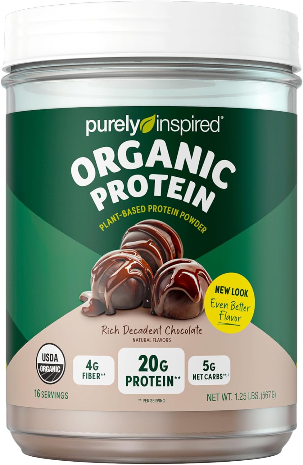 Purely Inspired Plant-Based Protein Powder 16 Servings - Vegan Organic - 20g of Pea Protein Powder for Smoothies Shakes