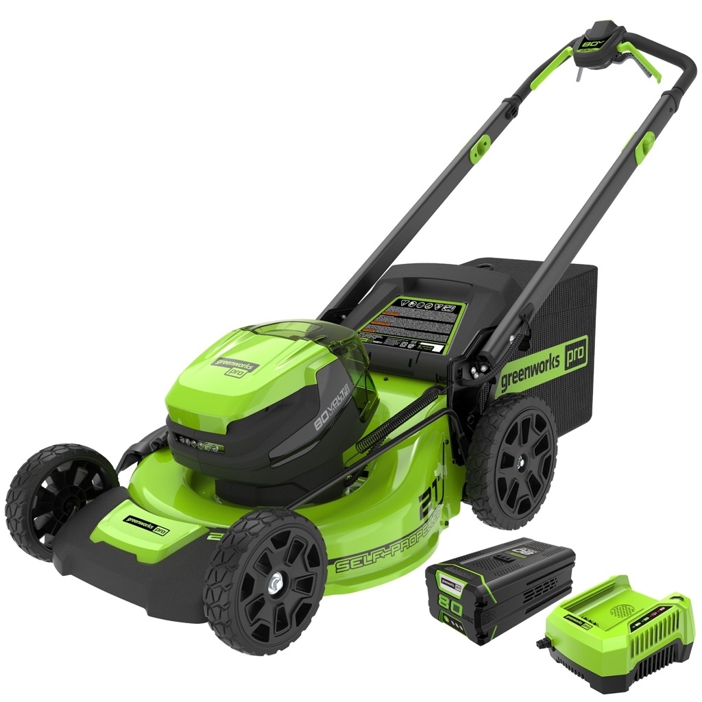 Renewed - 80V 21 Cordless Battery Self-Propelled Lawn Mower w/ 4.0Ah, 2.0Ah Bat - $412