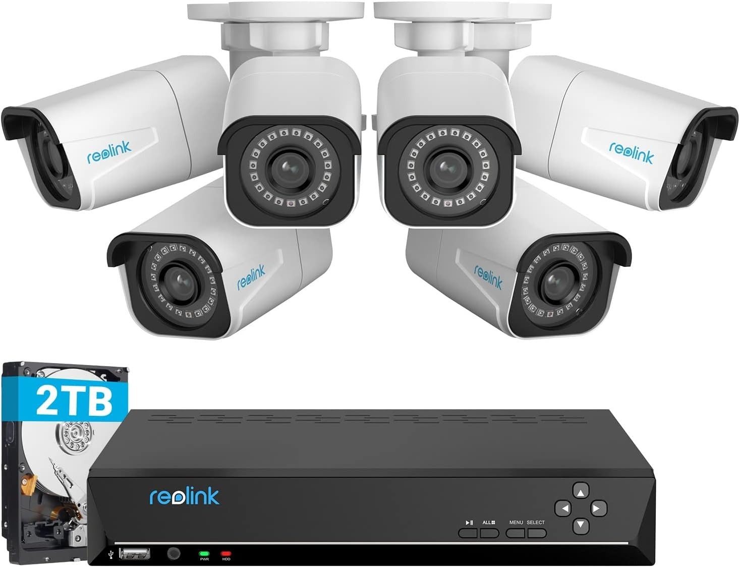 REOLINK 8CH 4K Security Camera System, 6pcs H.265 Bullet Wired PoE Cameras $524.99