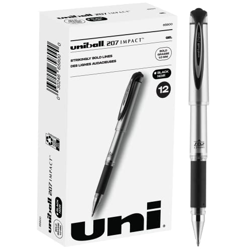 S S $7.92 Uniball Signo 207 Impact Stick Gel Pen, 12 Black Pens, 1.0mm