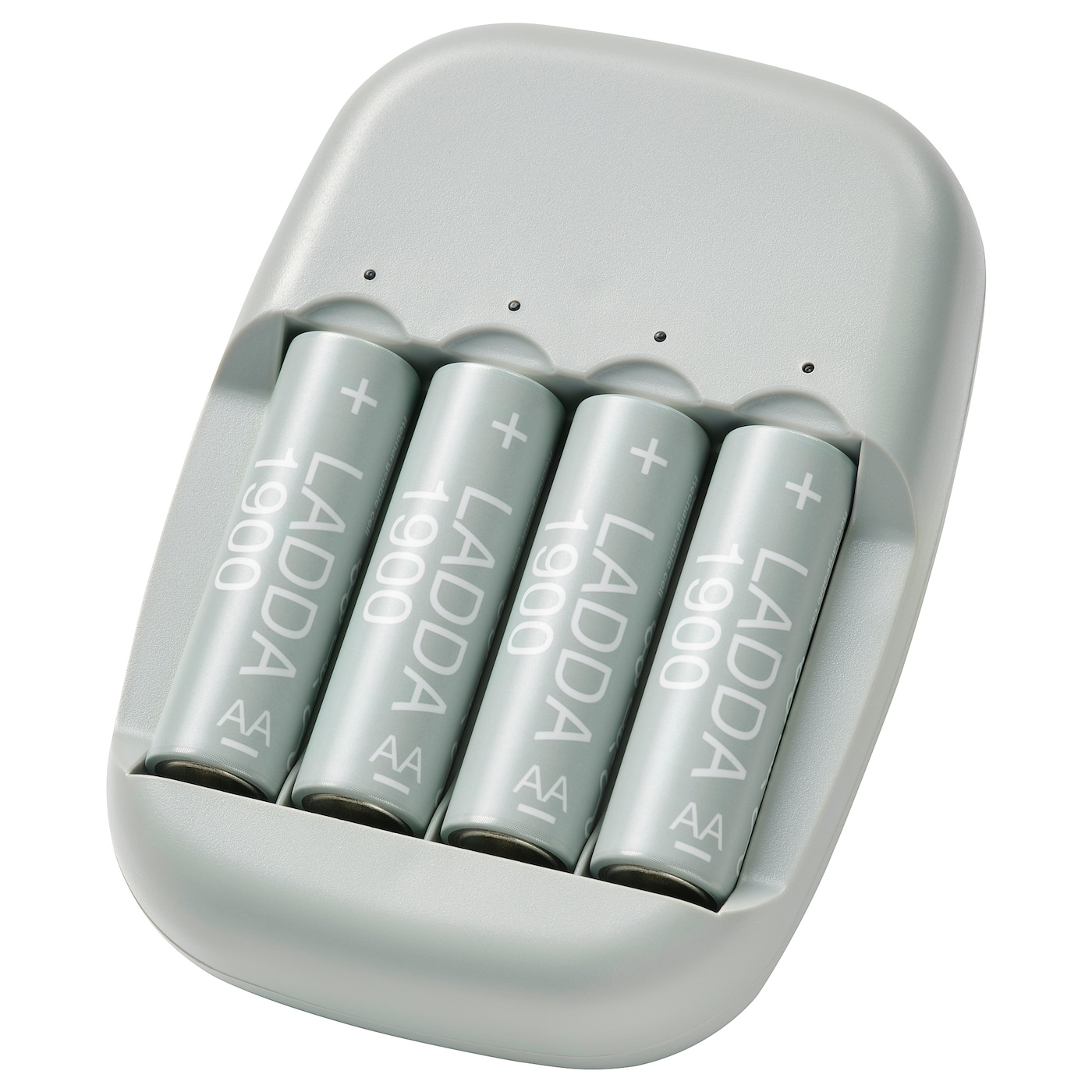 STENKOL / LADDA battery charger and 4 AA rechargable batteries - IKEA $15