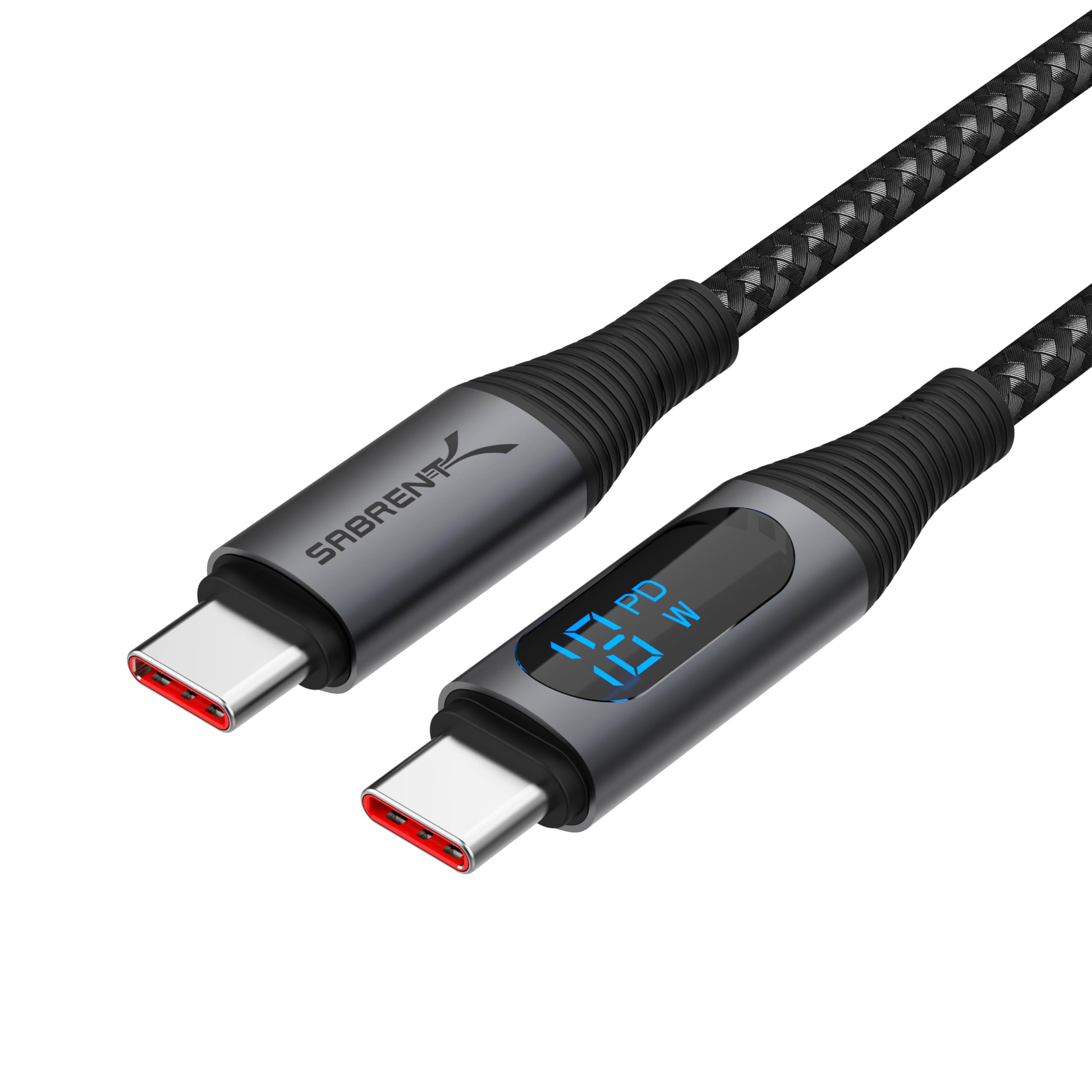 Sabrent USB-C Charging Cable w/ Smart Display to USB-C 1M $9.93, 2M $12, to Lightning 1M $15, 2M $17 Free Shipping w/ Pr