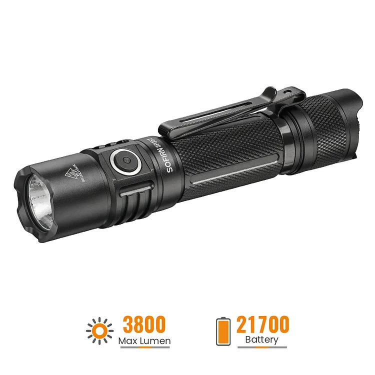 Sofirn SP35T 3800lm Tactical Flashlight USB C Rechargeable XHP50B LED Torch with Dual Switch Power Indicator ATR $33.58