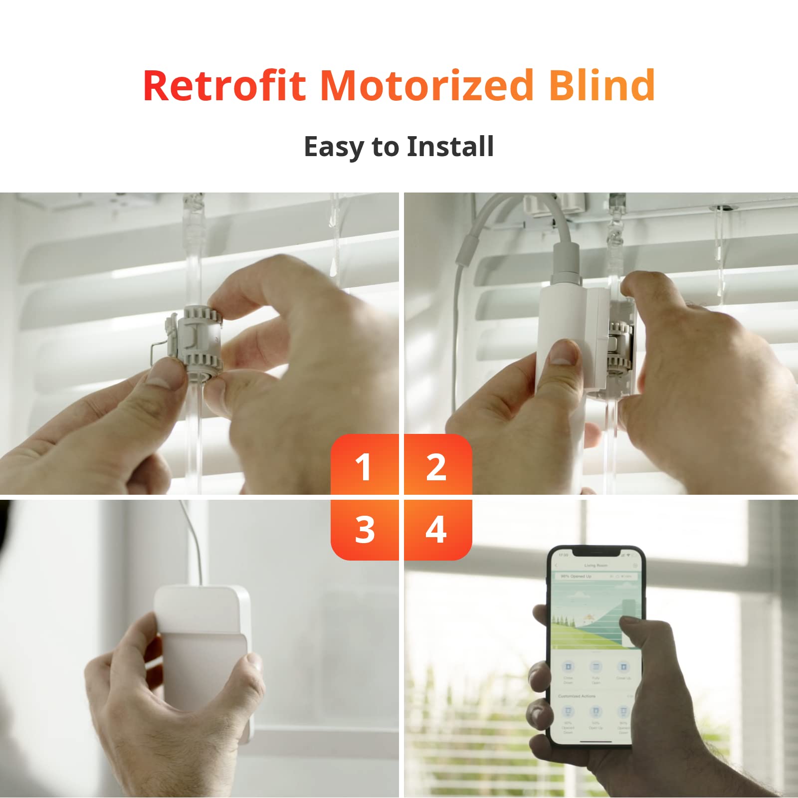 SwitchBot Blind Tilt Motorized Blinds - Smart Electric Blinds with Bluetooth Remote Control, Solar Powered, Light Sensin