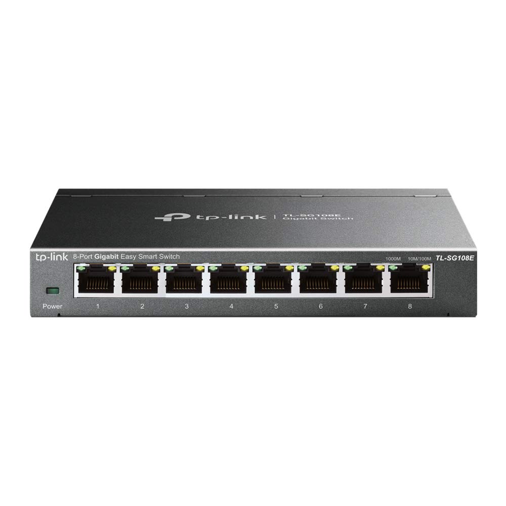 TP-Link 8 Port Gigabit Switch Easy Smart Managed Desktop/Wall-Mount Support QoS, Vlan, IGMP and LAG TL-SG108E - FS with 