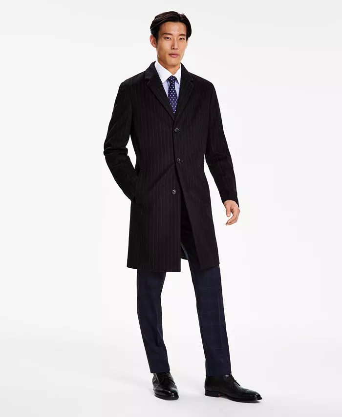 Men s Addison Wool-Blend Trim Fit Overcoat $69.13