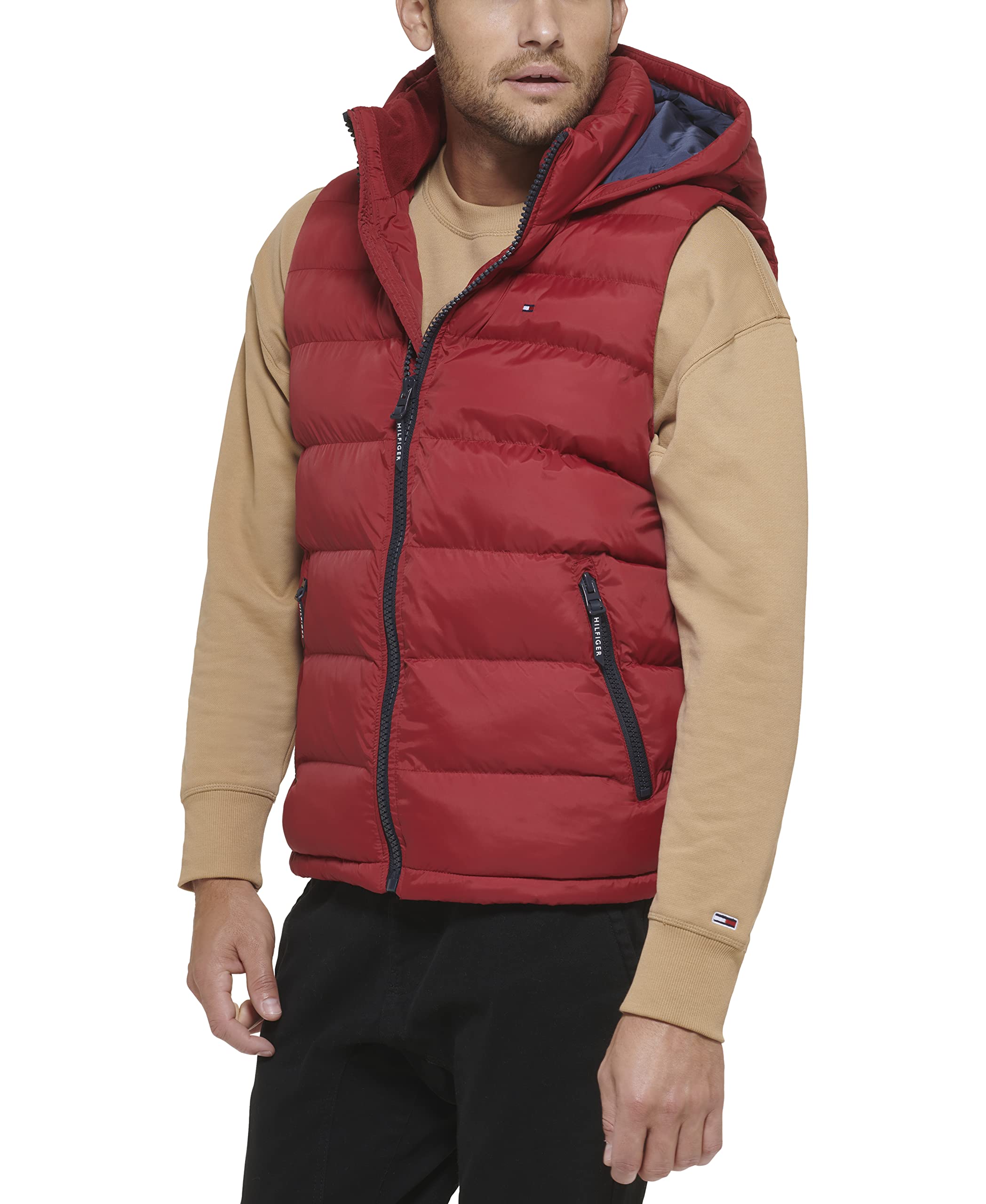 Tommy Hilfiger Mens Hooded Puffer Vest Red $28 Free Shipping w/ Prime or on $35 