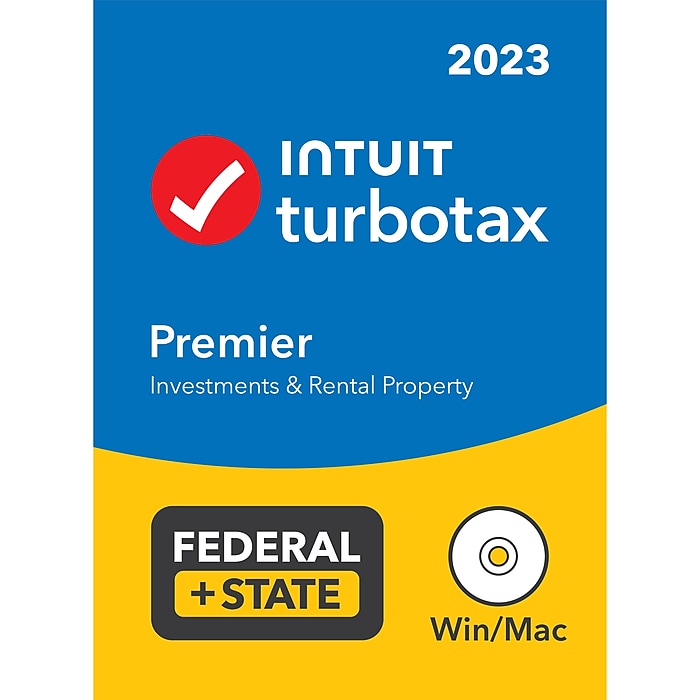 TurboTax Premier 2023 Federal State for 1 User, Windows/Mac, CD/DVD and Download $65 After $30 Coupon From Staples Free 