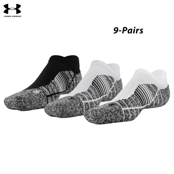 Under Armour 9-Pair Mens Elevated Perf. No Show L White-Halo / Black $21 Free Shipping