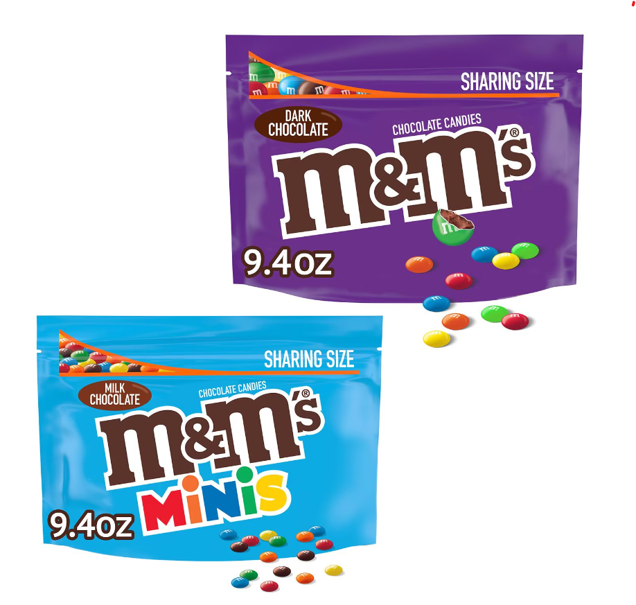 Walgreens 9.4-Oz M Ms Chocolate Candies Minis or Dark Chocolate 2 for $4.03, 3.5-Oz WarHeads Ooze Chewz 2 for More Free Store Pickup $10 