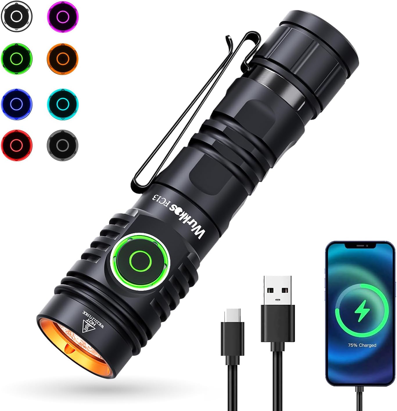 Wurkkos FC13 3500lm Flashlight, RGB AUX Button Light Free Shipping Including battery $22.49 with coupon