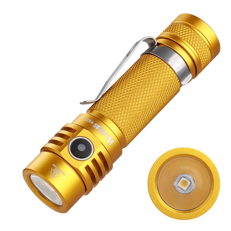 Wurkkos Golden WK03 18650 EDC Flashlight, Nichia 519A 5000K 1200lm, USB C March 10 Ship date - $14.39 / $16.80 no batter